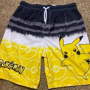 Pokémon Pikachu Swim Trunks Boys 14/16 Yellow Black Mesh Lined
